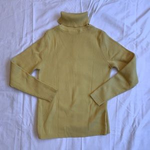 Lauren by Ralph Lauren yellow ribbed turtleneck sweater